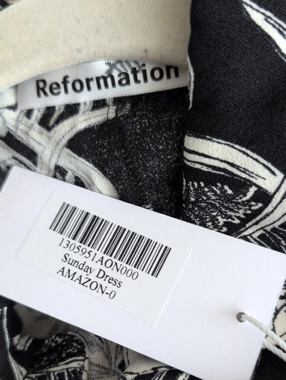 Reformation Sunday Dress Black and White Amazon Print Button-Front Mini Dress - Picture 7 of 7